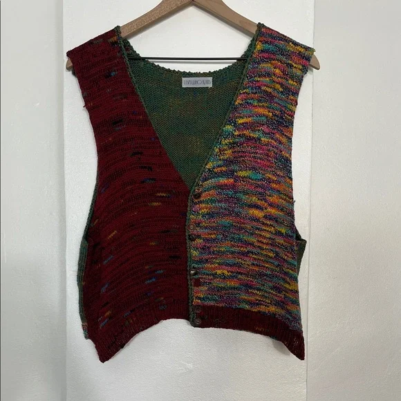 Hand Crafted Multicolor Knit Women's Cardigan Vest - Picture 1 of 12